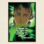 Attack on Titan Eren Yeager Wall Poster - Iconic Quote and Determined Gaze