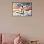 Cosmic Surfer Art Poster | Astronaut Riding Through Clouds