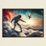 Discover Harmony and Adventure with the Galactic Surfer Art Poster