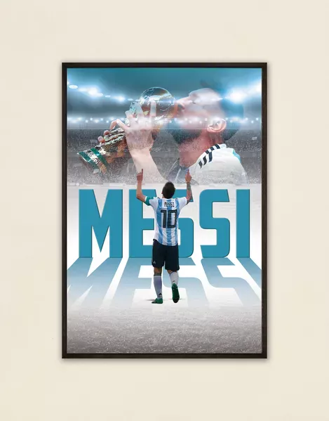 Honor Lionel Messi’s legendary World Cup win with this Messi poster. A perfect addition to any football fan's wall decor.