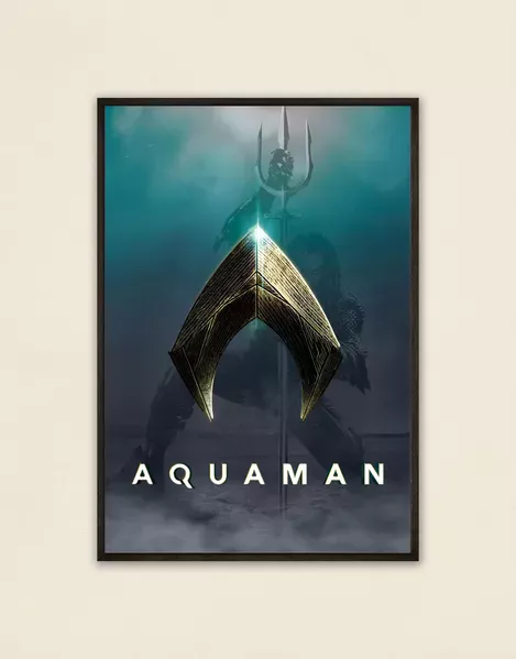 Aquaman poster, DC Comics decor, superhero wall art, Atlantis trident art, Arthur Curry poster, underwater superhero art, DC Universe wall decor, Aquaman fan art, superhero memorabilia, ocean king poster, Atlantis wall art, bold cinematic poster, Aquaman trident poster, DC movie decor, superhero fan wall art