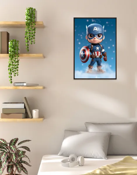 Get the Adorable Captain America Chibi Poster – A Fun Marvel Decor for All Ages | Shop at SmallBig!