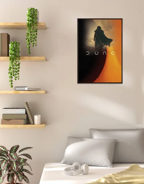 Elevate your decor with the "Desert Odyssey" Dune-inspired wall poster. Featuring dramatic desert landscapes and bold designs, this Dune-inspired wall poster inspires adventure. SmallBig.